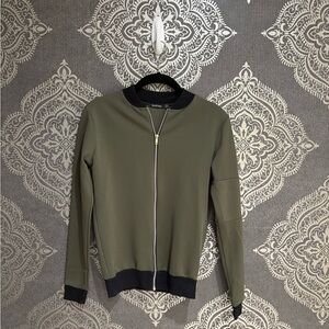 Boohoo Green Bomber Jacket with Black Accents